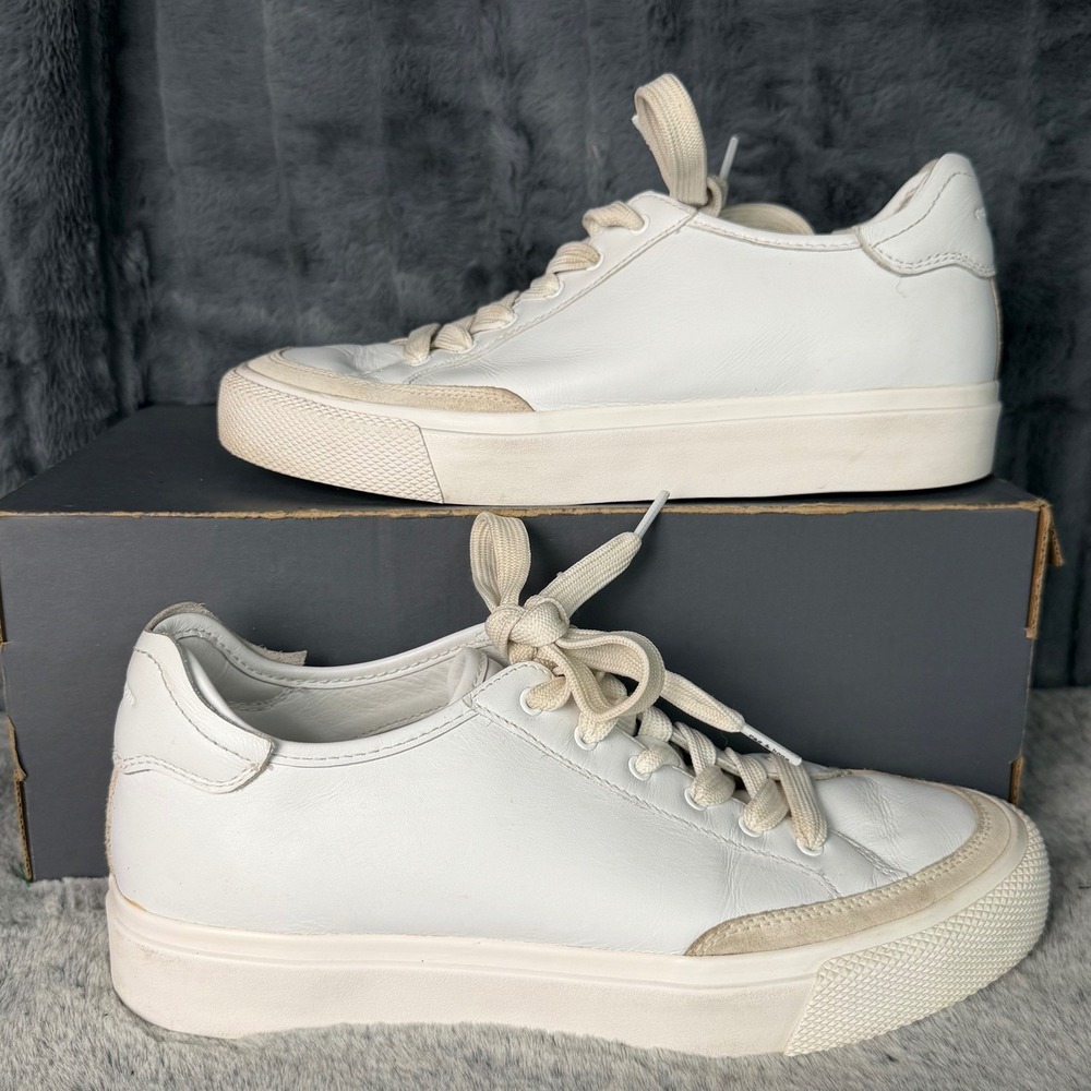 Rag & Bone Court White Leather Low Top Sneakers Suede Trim Size 40